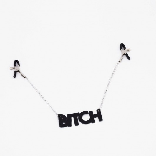 Зажимы на соски с кожаной подвеской Bitch - Crazy Handmade - купить с доставкой в Перми