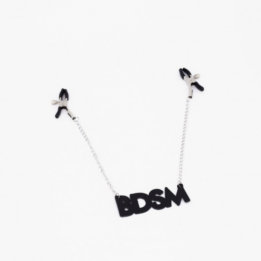 Зажимы на соски с кожаной подвеской BDSM - Crazy Handmade - купить с доставкой в Перми