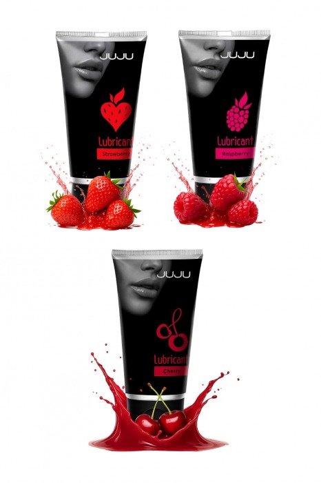 Набор из 3 съедобных лубрикантов JUJU (клубника, малина, вишня) - JuJu - купить с доставкой в Перми