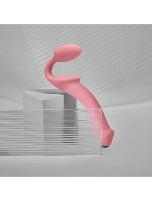 Розовый безремневой страпон Strap-on-me Semi-Realistic Bendable Strap-On size M - Strap-on-me - купить с доставкой в Перми