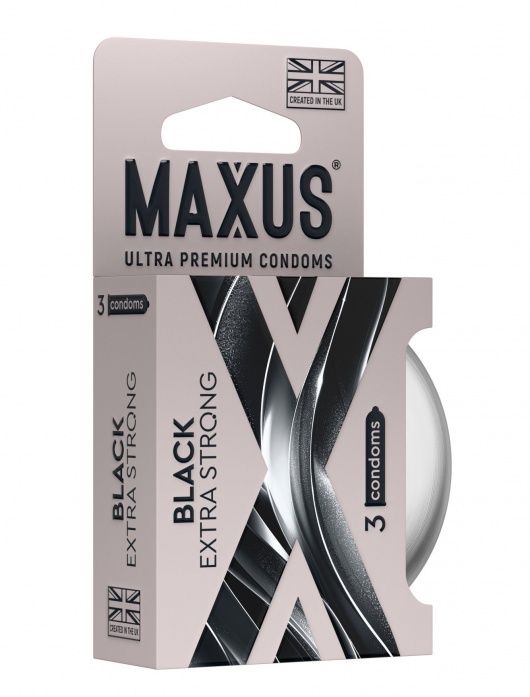 Черные утолщенные презервативы MAXUS Extra Strong с железным кейсом - 3 шт. - Maxus - купить с доставкой в Перми