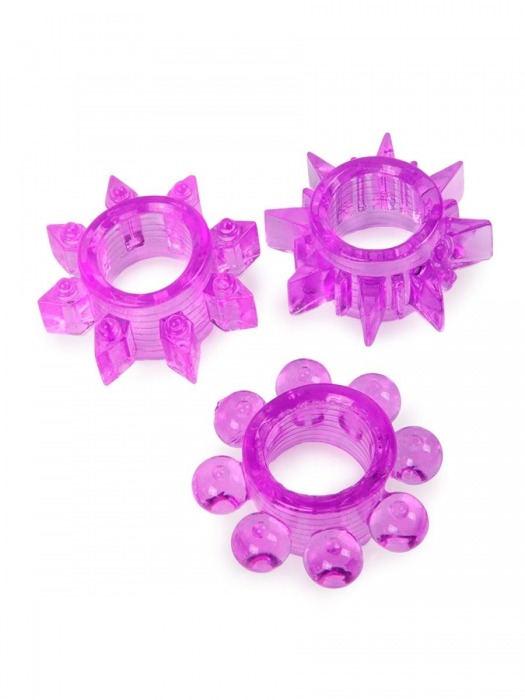 Набор из 3 лиловых эрекционных колец различной формы - Erowoman-Eroman - в Перми купить с доставкой