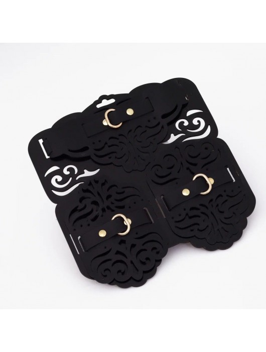 Фигурный набор для БДСМ-игр с узорами и золотистой фурнитурой - Crazy Handmade - купить с доставкой в Перми