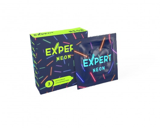 Светящиеся в темноте презервативы Expert Neon - 3 шт. - Expert - купить с доставкой в Перми