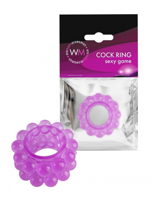 Лиловое эрекционное кольцо с 2 рядами стимулирующих шариков - Erowoman-Eroman - в Перми купить с доставкой