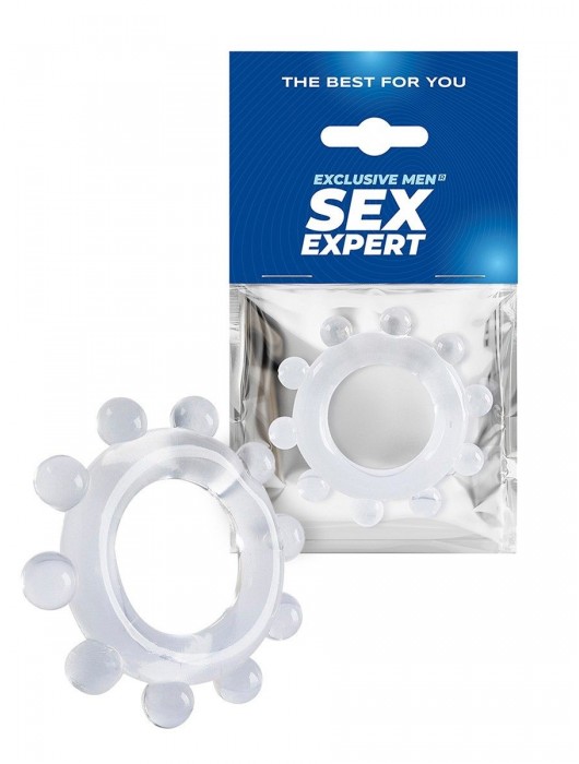 Прозрачное эрекционное кольцо со стимулирующими шариками - Sex Expert - в Перми купить с доставкой