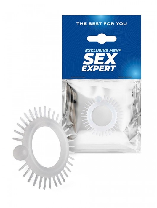 Эластичное эрекционное кольцо с шипиками и шариком - Sex Expert - в Перми купить с доставкой