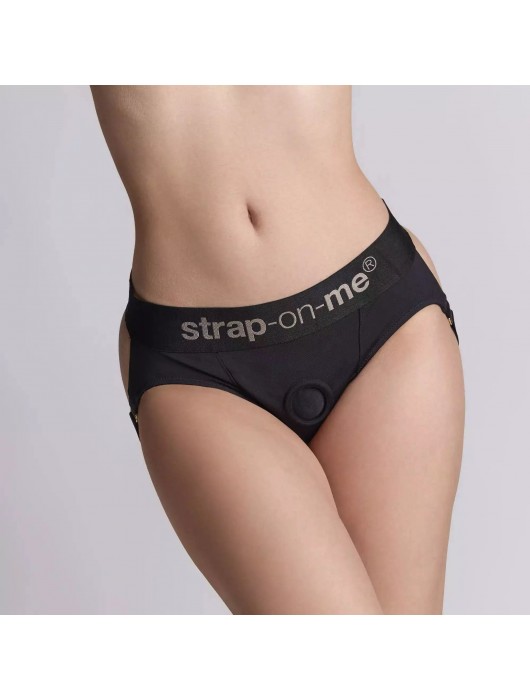 Черные трусики для фиксации насадок Harness Lingerie Heroine XS - Strap-on-me - купить с доставкой в Перми