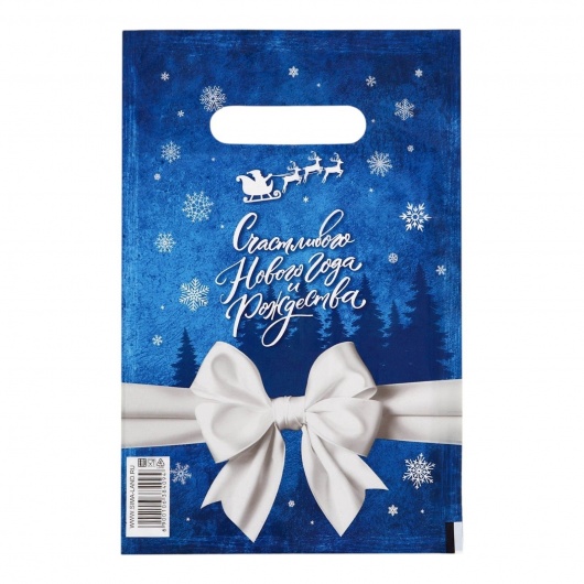 Сине-белый подарочный новогодний пакет с вырубной ручкой (20х30 см) - Сима-Ленд - купить с доставкой в Перми