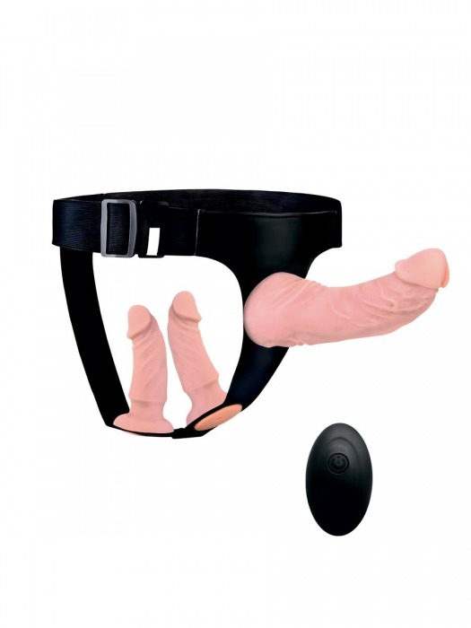 Женский страпон с 3 насадками и вибрацией - Erowoman-Eroman - купить с доставкой в Перми