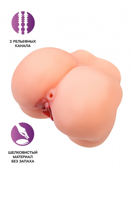 Реалистичный мастурбатор в форме попки с 2 любовными входами - No Name - в Перми купить с доставкой