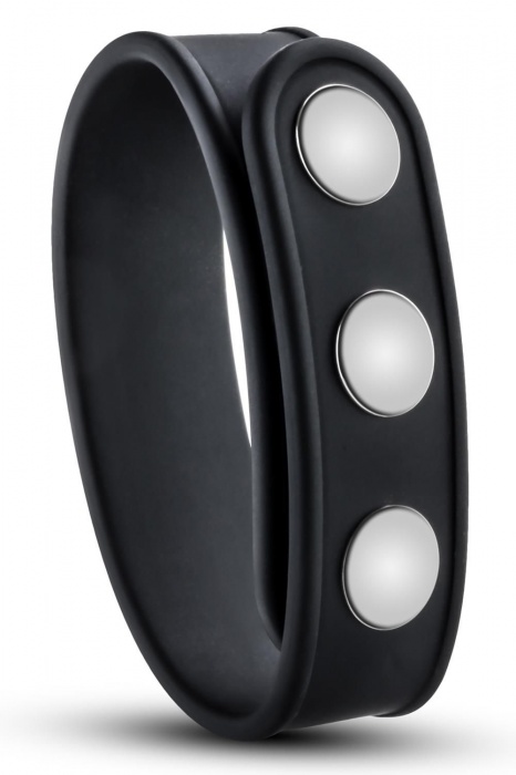 Черное эрекционное кольцо на кнопках - Blush Novelties - в Перми купить с доставкой