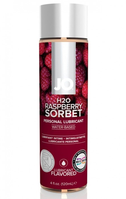 Лубрикант на водной основе с ароматом малины JO Flavored Raspberry Sorbet - 120 мл. - System JO - купить с доставкой в Перми