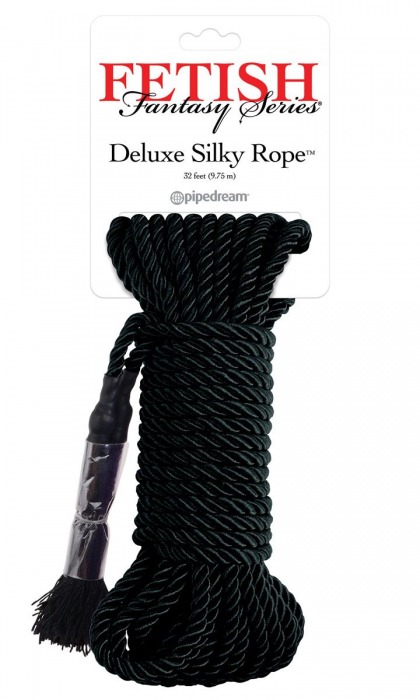 Черная веревка для фиксации Deluxe Silky Rope - 9,75 м. - Pipedream - купить с доставкой в Перми