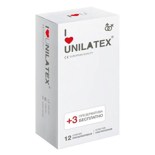 Ультратонкие презервативы Unilatex Ultra Thin - 12 шт. + 3 шт. в подарок - Unilatex - купить с доставкой в Перми