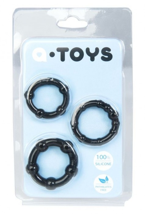 Набор из 3 чёрных эрекционных колец A-toys - A-toys - в Перми купить с доставкой