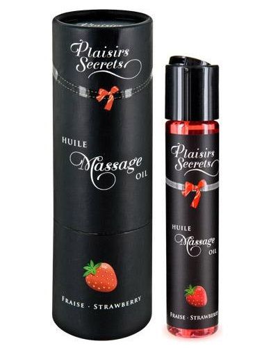 Массажное масло с ароматом клубники Huile de Massage Gourmande Fraise des Bois - 59 мл. - Plaisir Secret - купить с доставкой в Перми