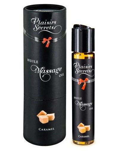 Массажное масло с ароматом карамели Huile de Massage Gourmande Caramel - 59 мл. - Plaisir Secret - купить с доставкой в Перми