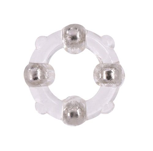 Эрекционное кольцо с 4 бусинами MENZSTUFF STUD RING CLEAR - Dream Toys - в Перми купить с доставкой