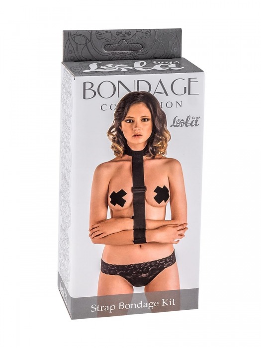 Ошейник с длинной лентой и наручниками Strap Bondage Kit One Size - Lola Games - купить с доставкой в Перми