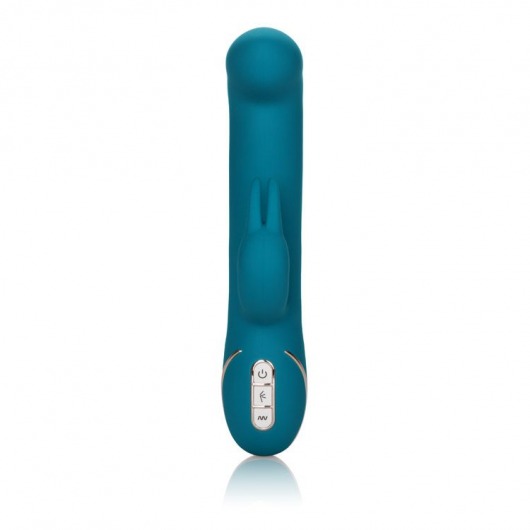 Бирюзовый вибратор с изогнутой головкой Jack Rabbit Signature Silicone Rocking  G  Rabbit - 20 см. - California Exotic Novelties