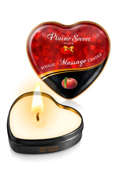 Массажная свеча с ароматом персика Bougie Massage Candle - 35 мл. - Plaisir Secret - купить с доставкой в Перми