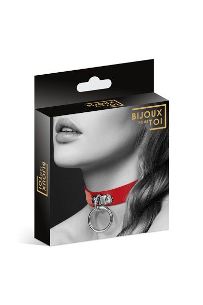 Красный узенький чокер с кольцом - Bijoux Pour Toi - купить с доставкой в Перми