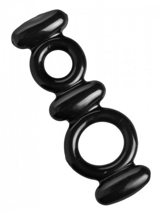 Двойное эрекционное кольцо Dual Stretch To Fit Cock and Ball Ring - XR Brands - в Перми купить с доставкой