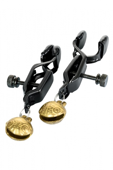 Черно-золотистые зажимы для сосков TOYFA Theatre - ToyFa - купить с доставкой в Перми